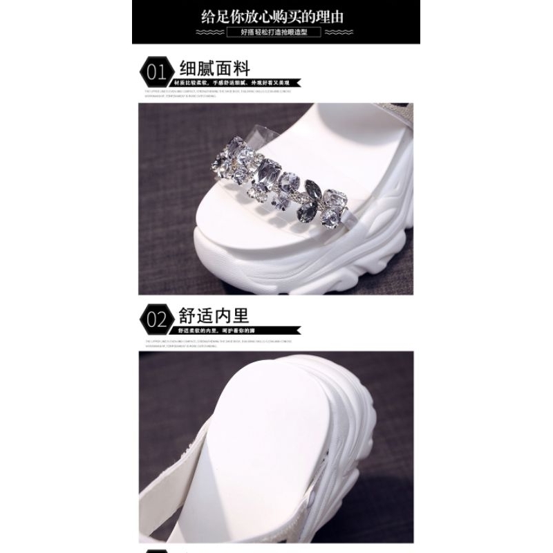 Dép nữ GUCC đính đá siêu xinh đế 9,5 cm
