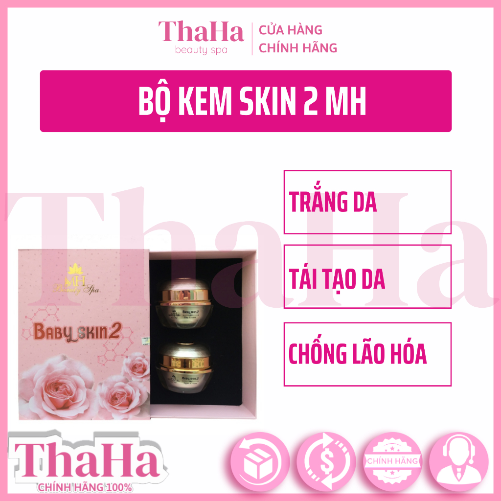 Kem mờ vết thâm nám, Bộ kem Baby Skin 2 MH trắng da, tái tạo da, Bộ Skin Baby 2 hồng chống lão hóa