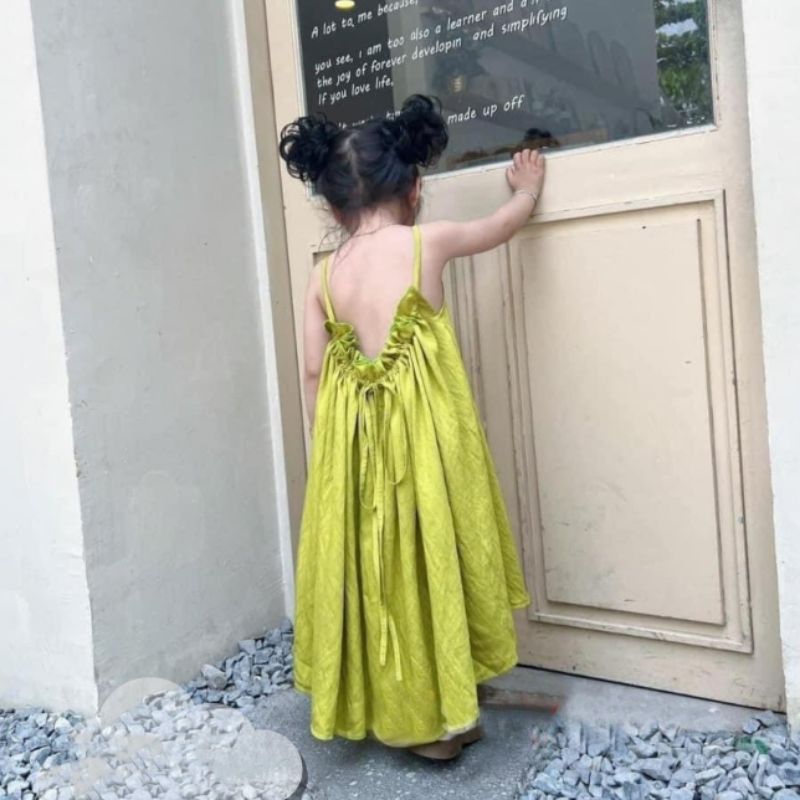 Váy  maxi rút sau xinh điệu bé gái