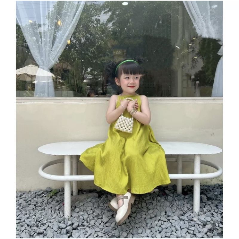 Váy  maxi rút sau xinh điệu bé gái