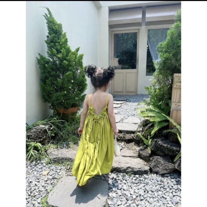 Váy  maxi rút sau xinh điệu bé gái