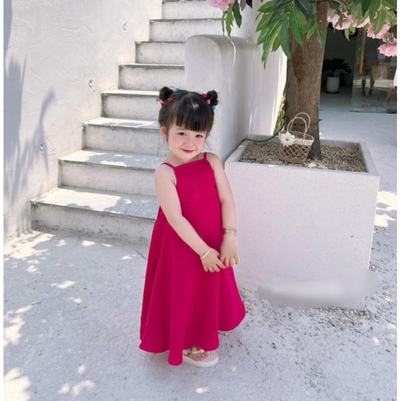 Váy  maxi rút sau xinh điệu bé gái