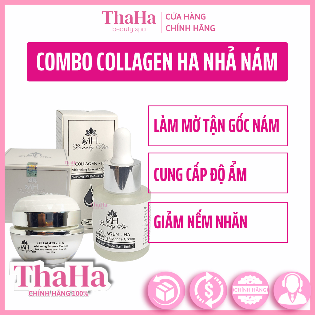 Bộ đôi nhả nám COLLAGEN HA MH Beauty Spa, Serum nhả nám, Kem nhả nám, Mờ tận gốc nám, Cấp ẩm, Căng bóng da