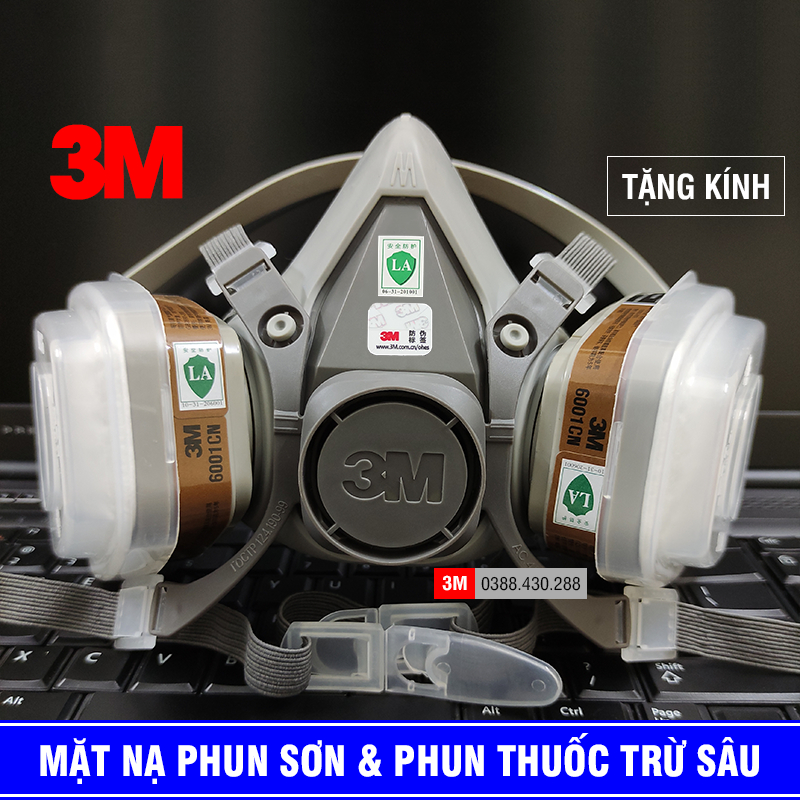 Mặt Nạ Phun Thuốc Sâu Chống Độc Hóa Chất. Mặt Nạ Phòng Độc 3M 6200 Cao Cấp