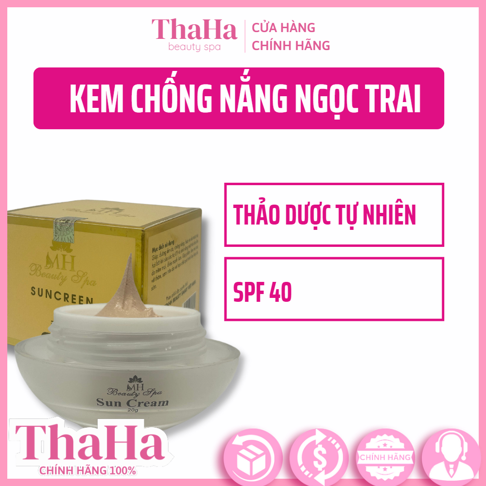 Kem chống nắng ngọc trai MH Beauty Spa 20ml, Kem chống nắng đông y SPF40, Chống nắng thảo dược tự nhiên