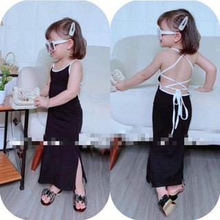 Đầm body đan dây viền xinh cho bé