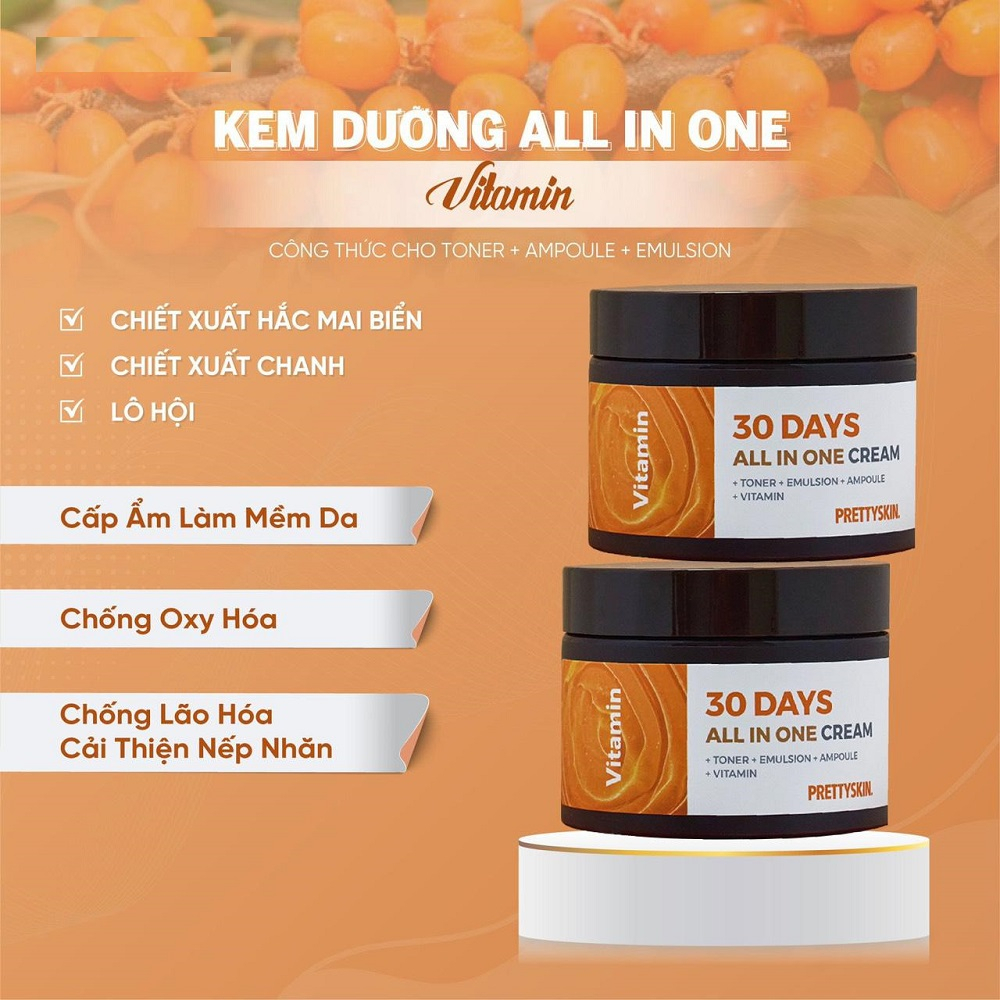 Kem Dưỡng Da PrettySkin 30 Days All In One Vitamin Cream 100ml