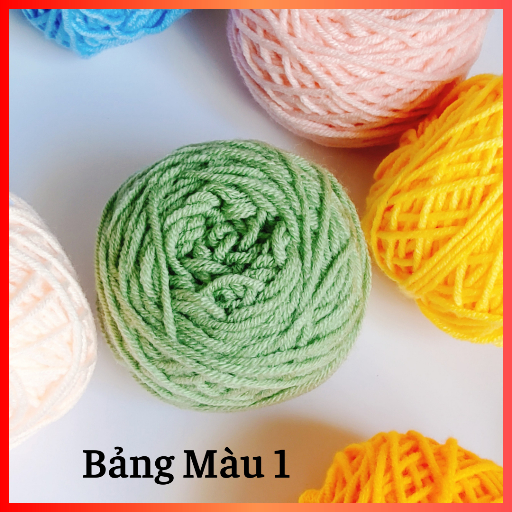 Len Cotton Bông Sữa 25G Full Bảng Màu (Mã 01 đến 50), đan móc váy áo, móc hoa, khăn choàng - Nhà Nàng