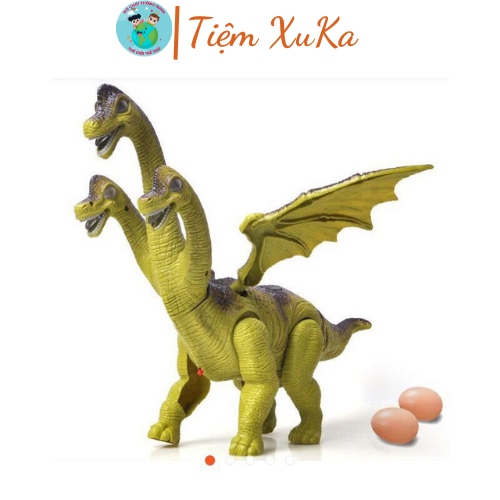 Đồ chơi khủng long 3 đầu đẻ trứng có đèn và âm thanh size to
