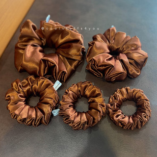 Cột Tóc Scrunchies Màu Nâu Đất🪵 Vải Lụa Cao Cấp Fullsize ♡ CHERRYSUMMER