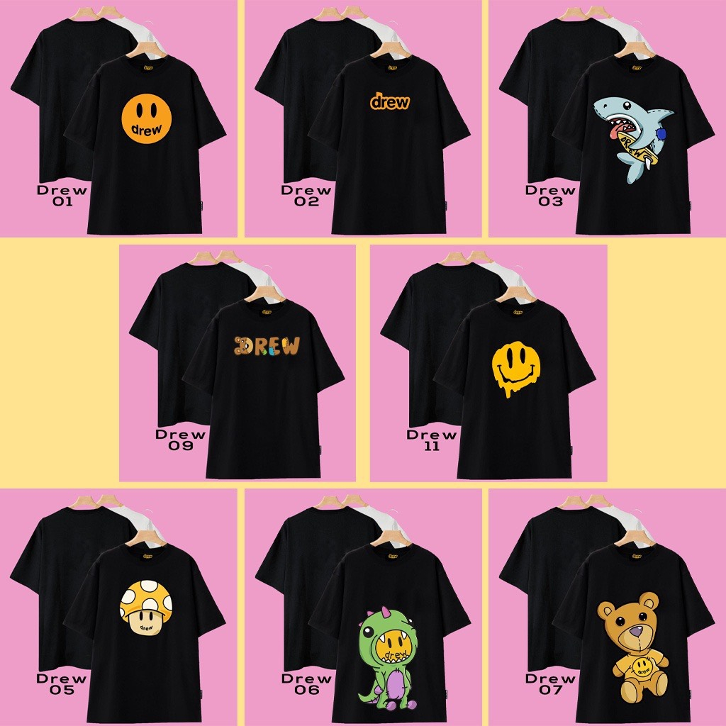 Áo Thun DREW Tổng Hợp Unisex Nam Nữ Chất Liệu Cotton Thoáng Mát, Áo Phông Form Rộng Hottrend 2023 Chinstoreunisex