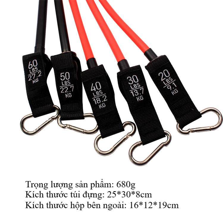 Bộ 5 dây kháng lực hỗ trợ tập luyện tại nhà 200LBS - TKSport