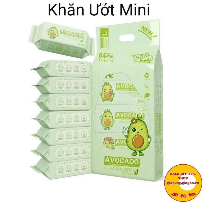 Lẻ , Khăn Ướt Mini , Mỗi Túi Có 8 Khăn , Tinh Chất Bơ Siêu Mềm .