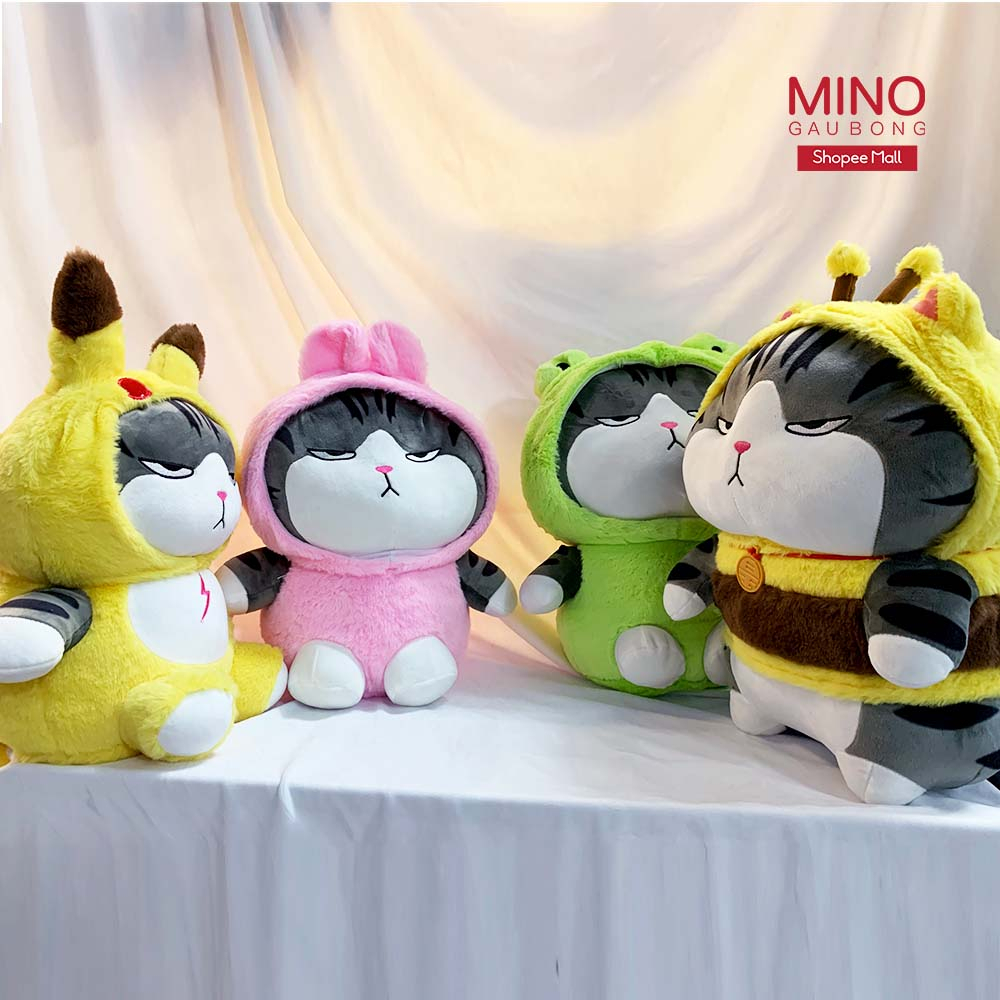 Gấu Bông Mèo Hoàng Thượng Béo Và Chó Mặt Xệ Cosplay Ong Vàng MINO STORE Thú Nhồi Bông Chó Mèo Cute 60cm TH81