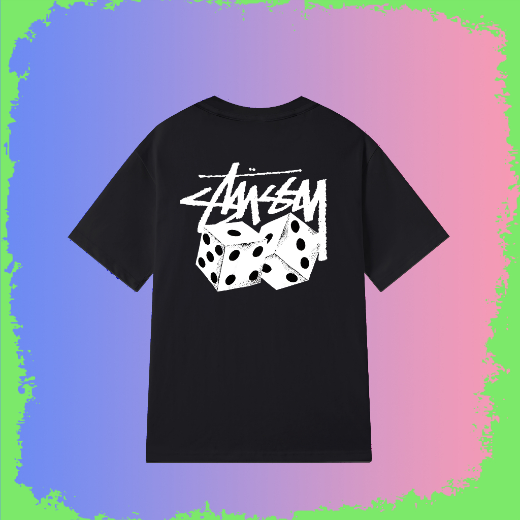 ÁO THUN TRẮNG UNISEX STUSSY COTTON 100% HÌNH XÚC XẮC