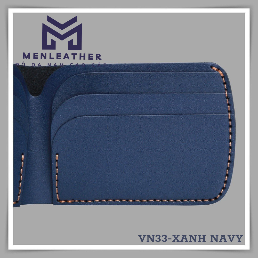 Ví Da Nam Ngang Da Bò Thật Nhỏ Gọn Nhập Khẩu May Thủ Công Thời Trang Cao Cấp VN33- BH 12 Tháng