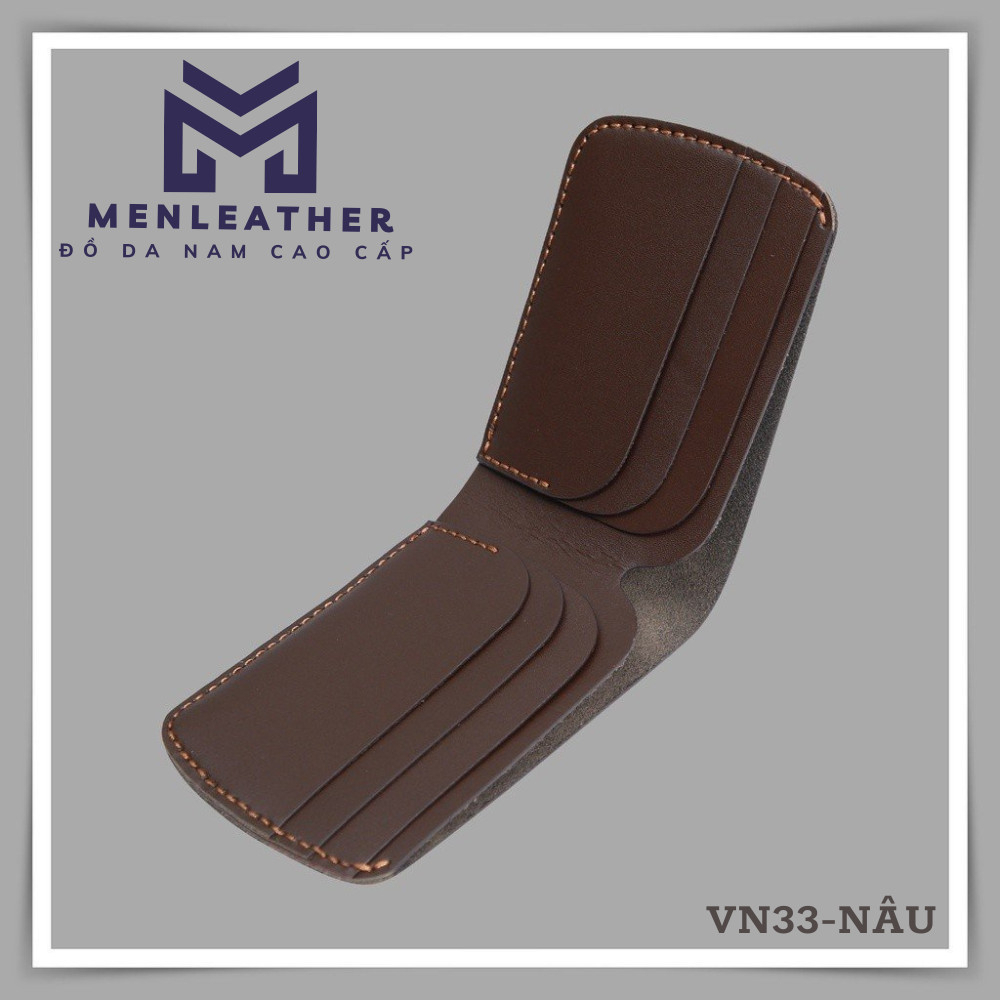 Ví Da Nam Ngang Da Bò Thật Nhỏ Gọn Nhập Khẩu May Thủ Công Thời Trang Cao Cấp VN33- BH 12 Tháng