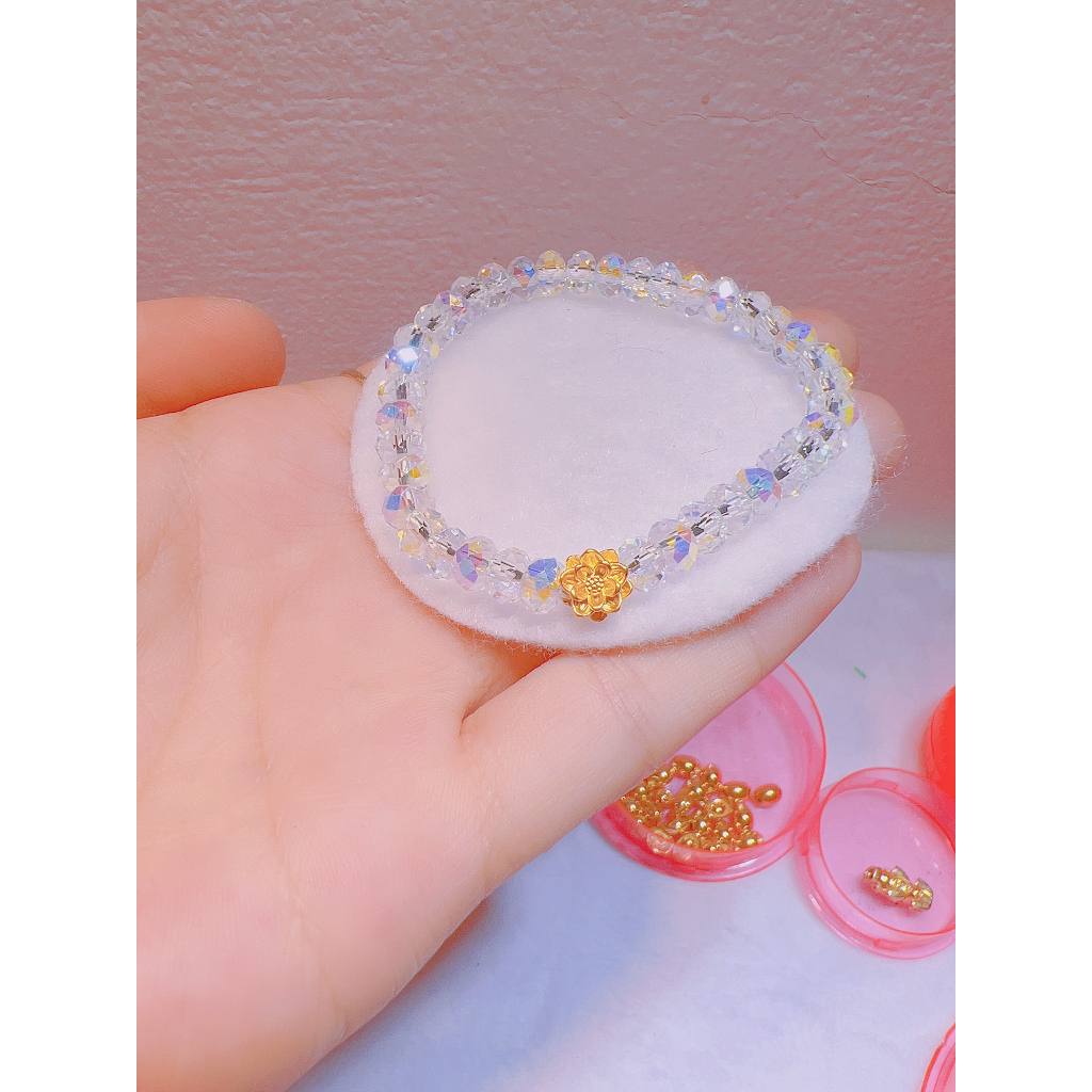 Vòng tay Ph.Lê trắng kết hợp charm 24 kk - lung linh- TamiaJewe