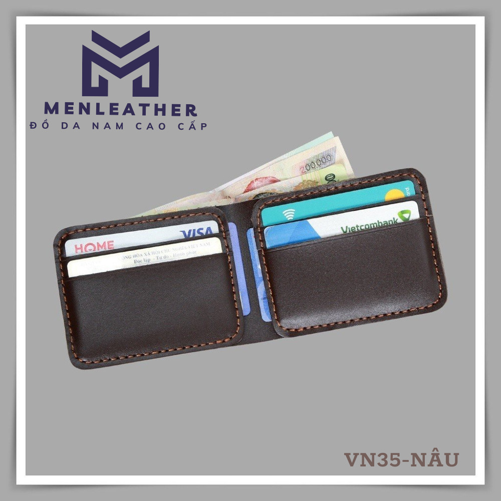 Ví sen 4 /Ví ngang mini da bò nappa cao cấp nhỏ gọn,tiện lợi VN35 -Bảo hành 12 tháng