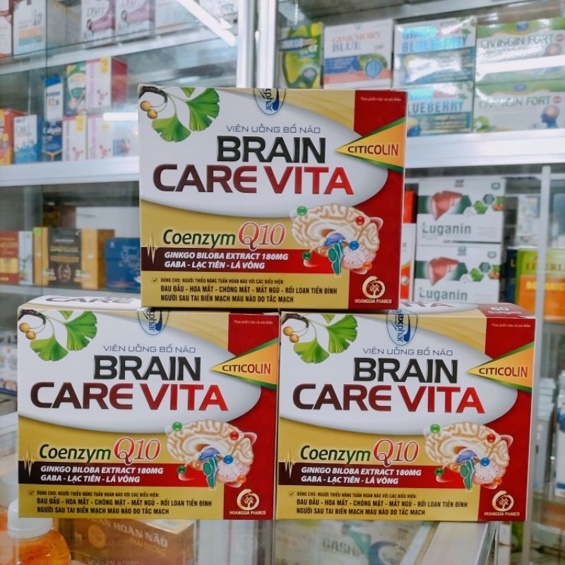(Date 2027)Viên bổ não Brain Care Vita cải thiện mất ngủ,  đau đầu, hoa mắt, chóng mặt, rối loạn tiề