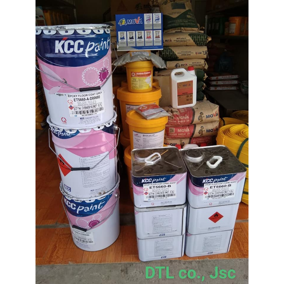 Sơn Epoxy màu ghi xám, sơn trong nhà. Sơn KCC ET5660 D80680. Sơn nền nhà xưởng, nhà kho
