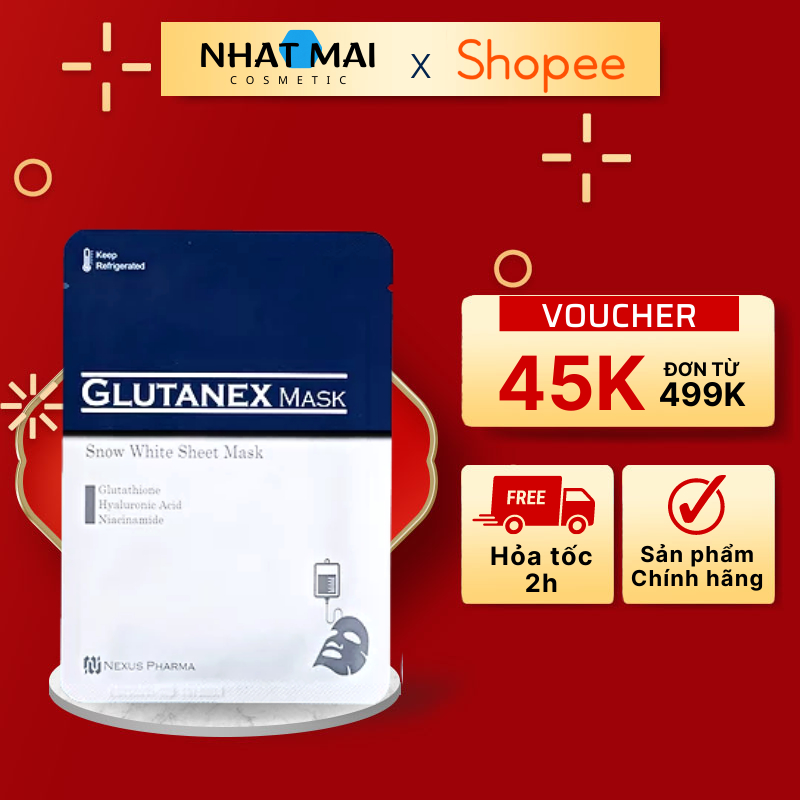 Mặt nạ trắng da Glutanex Snow White Sheet Mask Hàn Quốc giúp tái tạo da và se khít lỗ chân lông - 15 miếng/ hộp