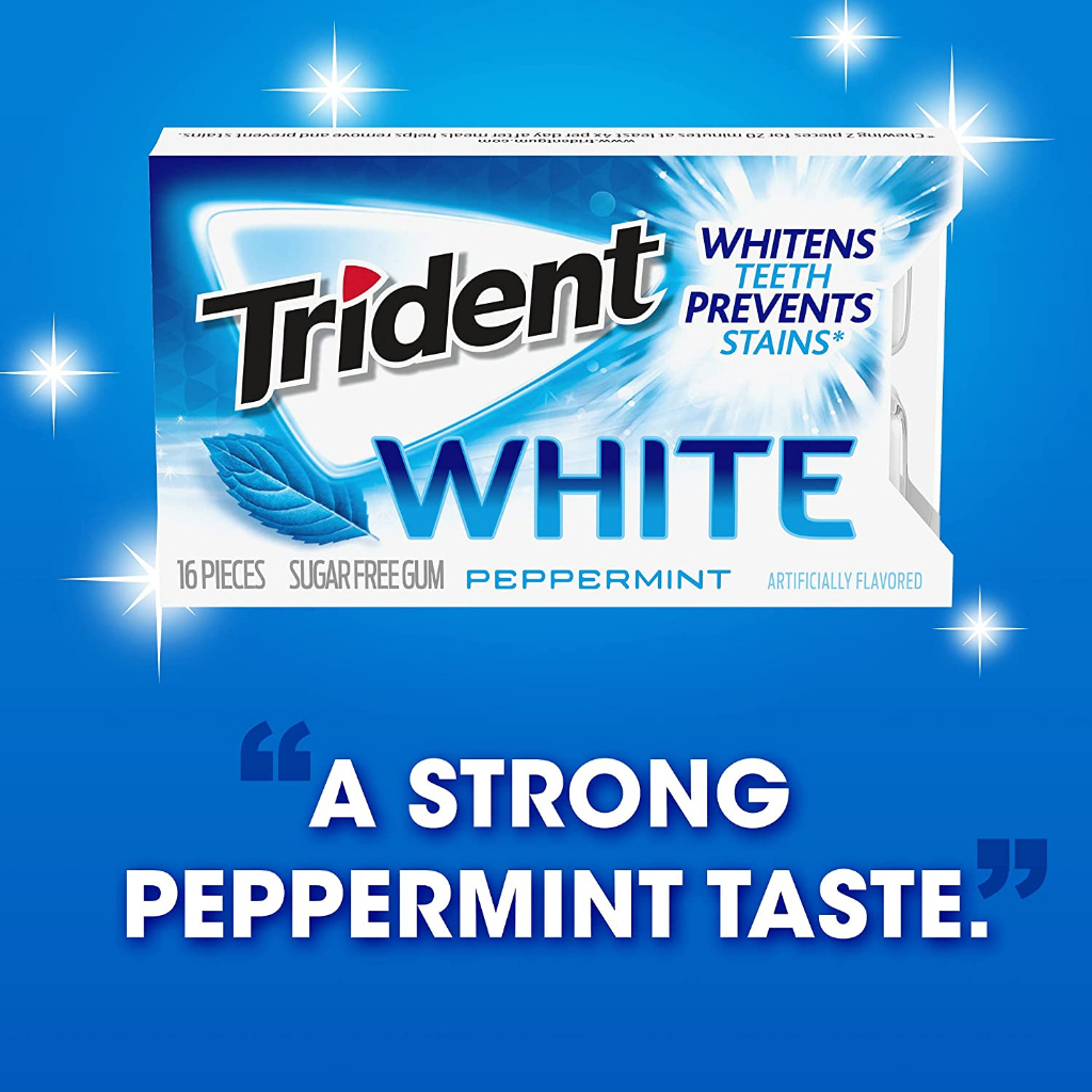 Kẹo cao su không đường của Mỹ Trident White Peppermint Sugar Free Gum/Trident Cinnamon Sugar Free Gum