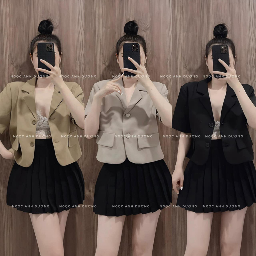 Áo khoác vest dáng cộc 2 cúc to 4 màu (kèm ảnh thật và video)