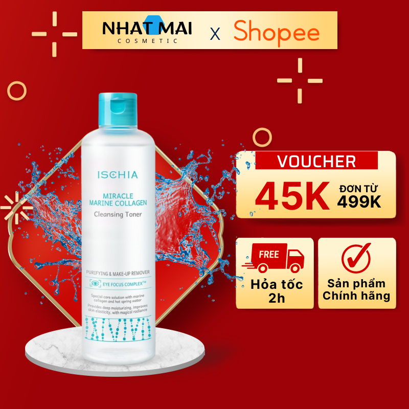 Nước tẩy trang Ischia Miracle Collagen Cleaning Toner giúp làm sạch sâu, không kích ứng - 350ml