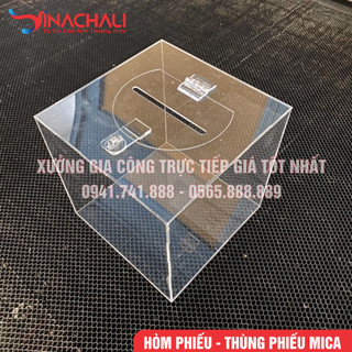 Hòm phiếu, thùng phiếu bốc thăm mica trong suốt 20cm, 25cm, 30cm, 35cm, 40cm - mica đài loan cao cấp