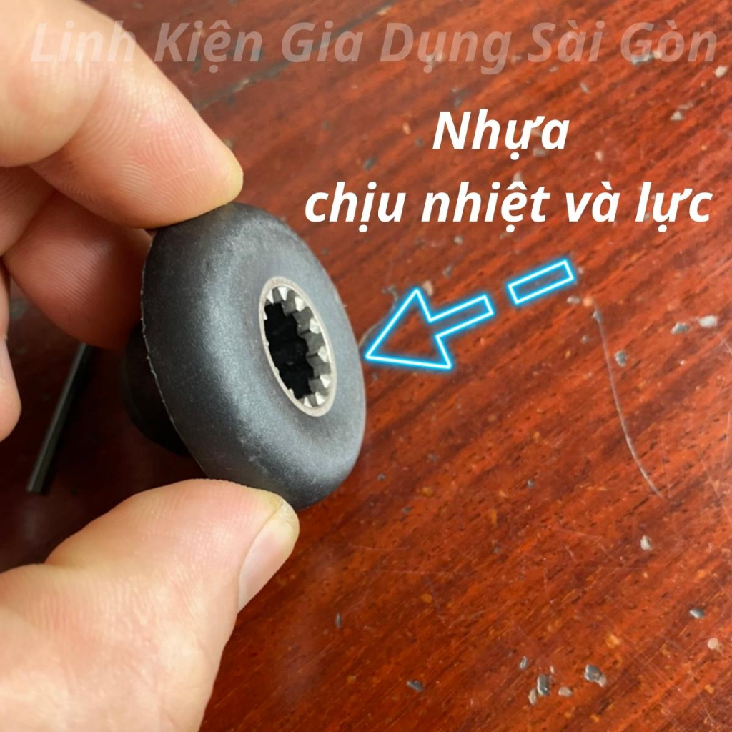 Nhông motor máy xay sinh tố công nghiệp, vấu bằng nhựa và kim loại, 12 khía, bánh răng rãnh và cốt vuông nhựa, inox