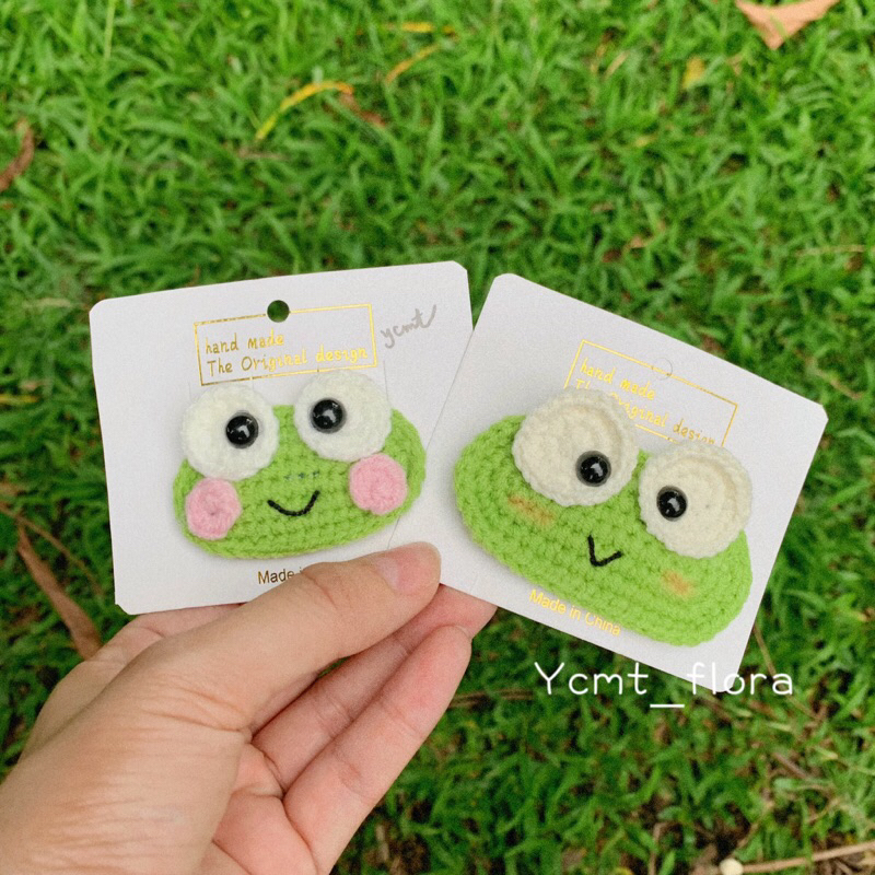 Kẹp tóc hình con ếch xanh bằng len handmade by Ycmt
