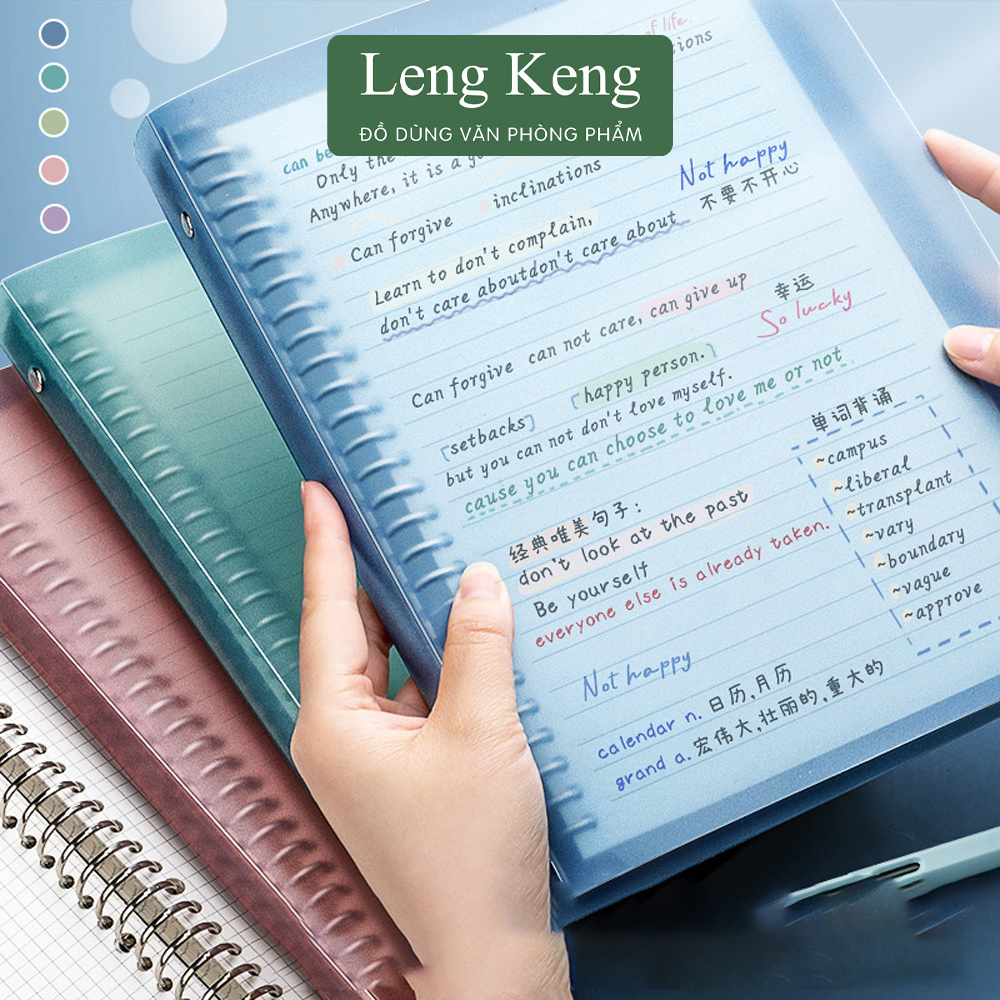 Sổ còng Leng Keng bìa sổ còng màu pastel A4 A5 B5 binder còng sắt làm sổ tay, sổ ghi chép, take notes, bujo.