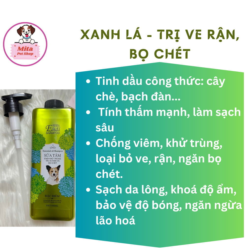 Sữa tắm Essential Endi 500ml Chuyên Dụng Cho Từng Loại Lông Chó Mèo