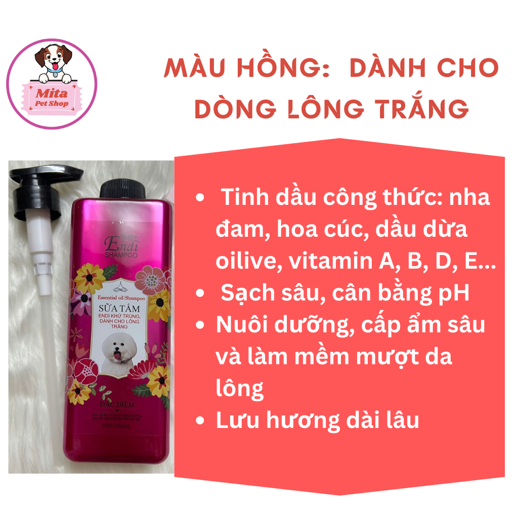 Sữa tắm Essential Endi 500ml Chuyên Dụng Cho Từng Loại Lông Chó Mèo