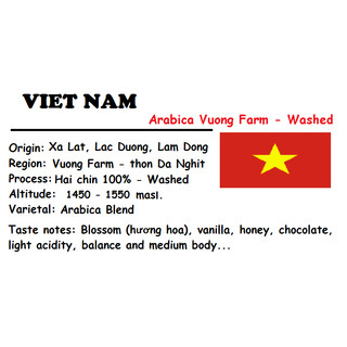 HẠT - 2 TÚI 250 GAM (Gross Weight) - CÀ PHÊ ARABICA (BLEND) NÔNG HỘ VƯƠNG FARM - LẠC DƯƠNG -  RANG MỘC .
