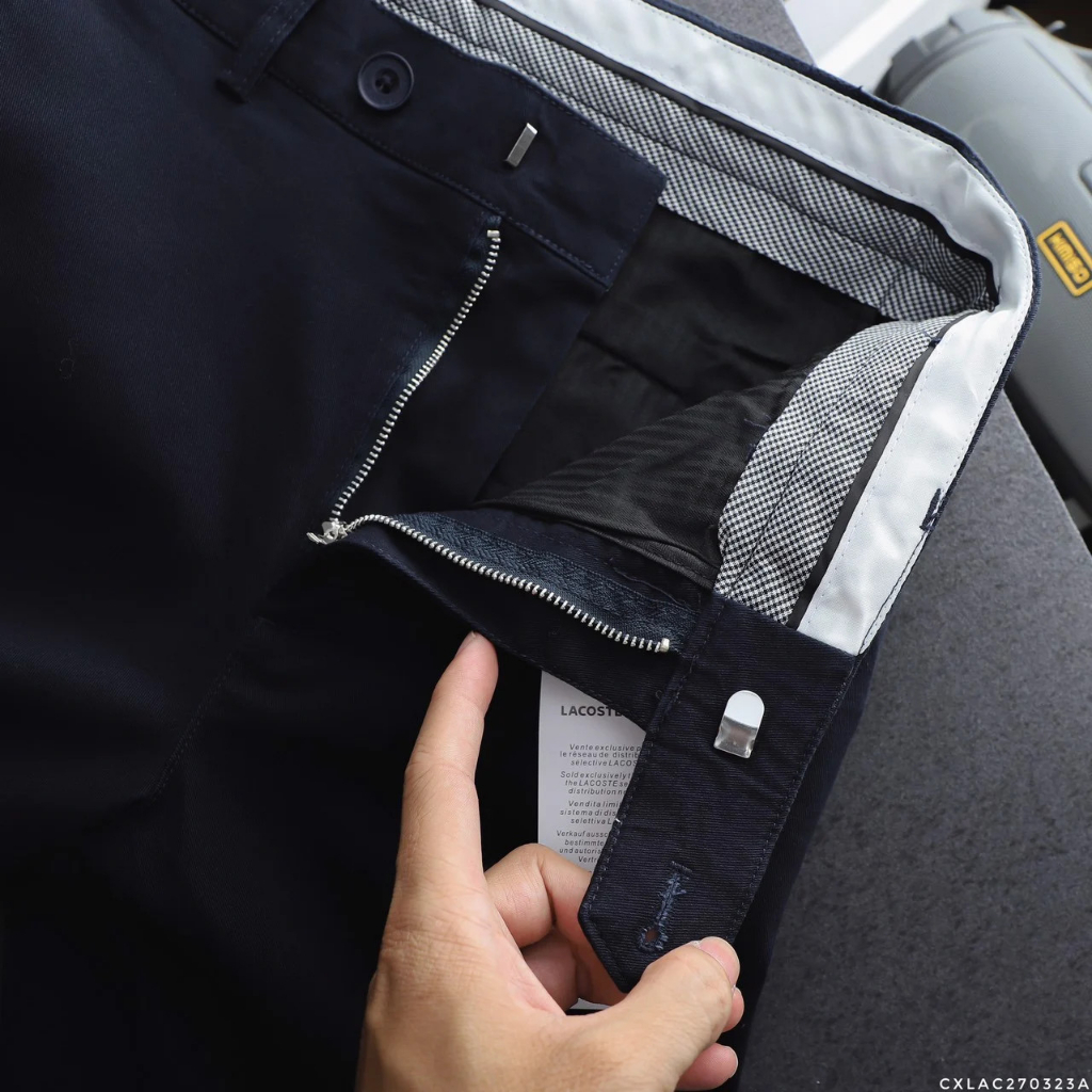 Quần Kaki Nam CHỈNH NÚT LACOSTE 5 MÀU Lưng Phối Nút Co Giãn Siêu Nhẹ Dáng Âu Công Sở Có Big Size