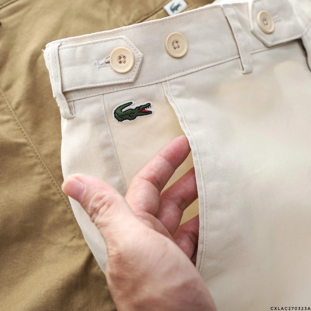 Quần Kaki Nam CHỈNH NÚT LACOSTE 5 MÀU Lưng Phối Nút Co Giãn Siêu Nhẹ Dáng Âu Công Sở Có Big Size