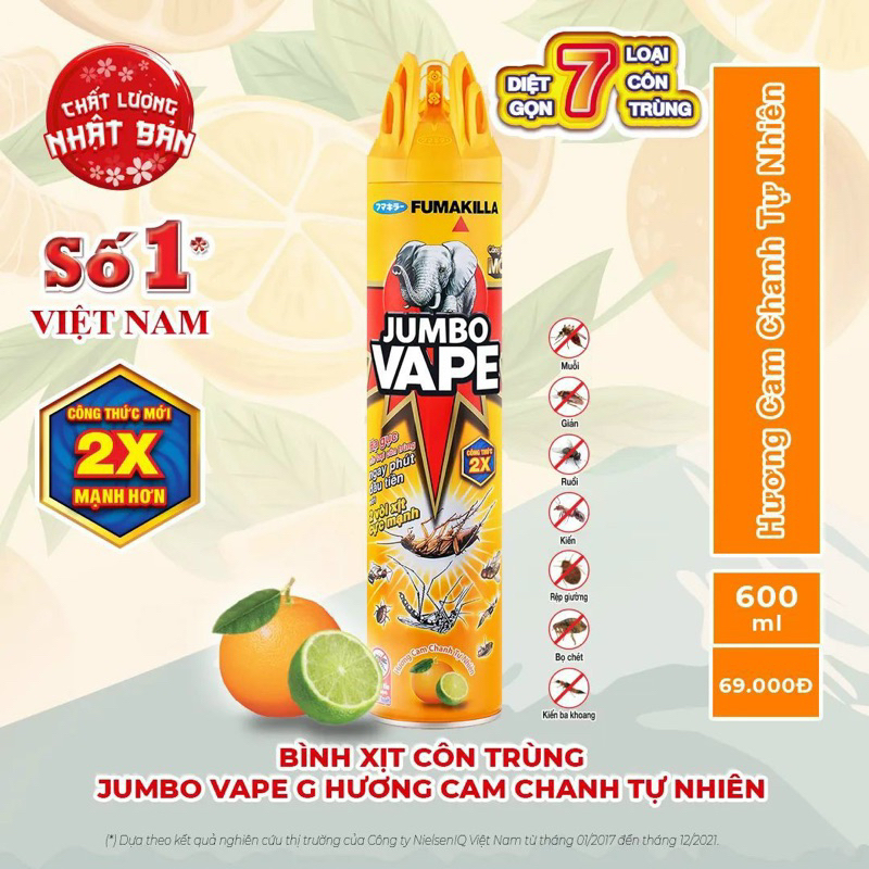 Bình Xịt Côn Trùng Jumbo Vape 600ml