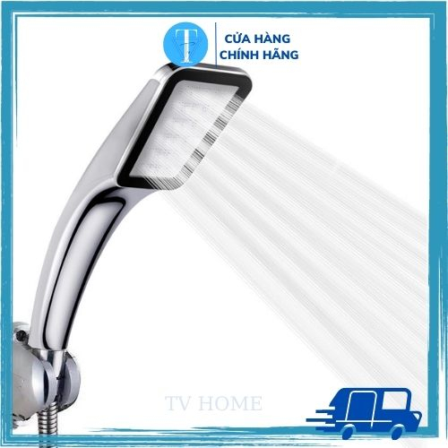 Bộ vòi tắm hoa sen tăng áp cầm tay, đầu sen tăng áp 300% đầu vuông tiết kiệm nước