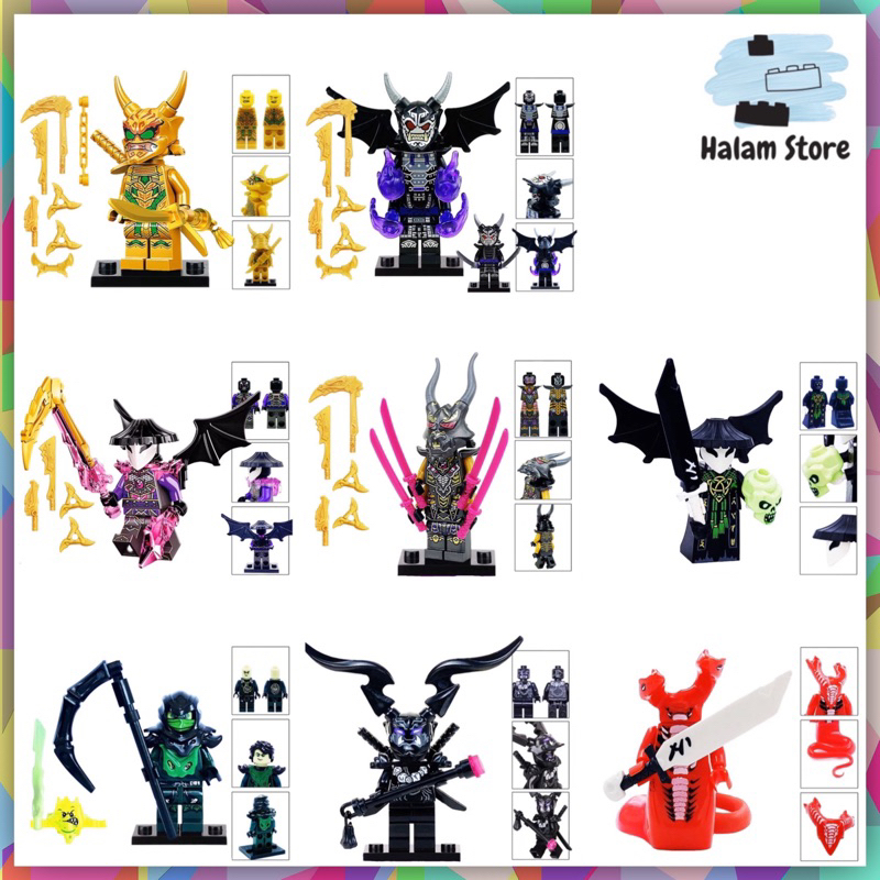 Mô hình lắp ráp minifigures Ninjago - Xếp hình nhân vật Oni Lloyd, Oni Garmadon, Overlord