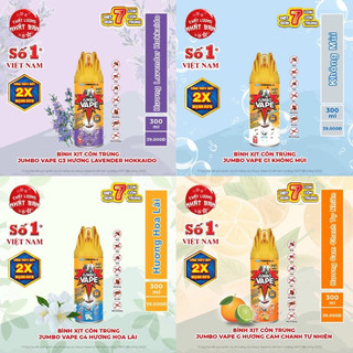  Bình Xịt Côn Trùng Jumbo Vape 300ml Đủ Mùi 