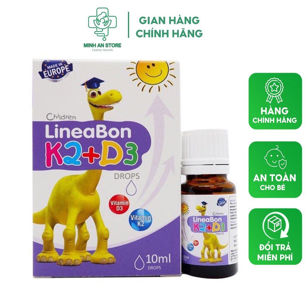 LineaBon D3K2 Bổ Sung Vitamin K2D3 MK7 Tăng Cường Hấp Thu Canxi Tối Đa,Hỗ Trợ Phát Triển Chiều Cao Cho Trẻ, Hộp 10ML