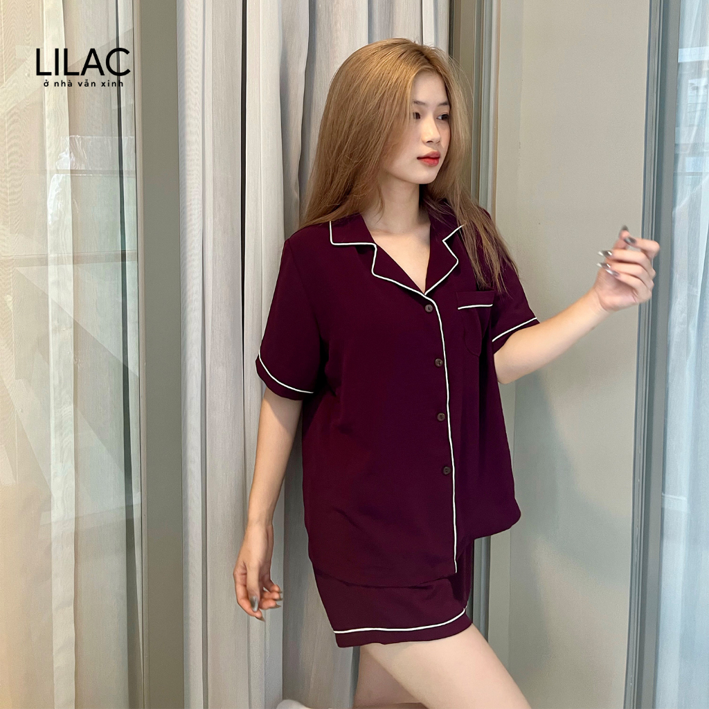 Đồ nữ mặc nhà chất đũi lạnh LILAC Violet Lily Pyjama Set