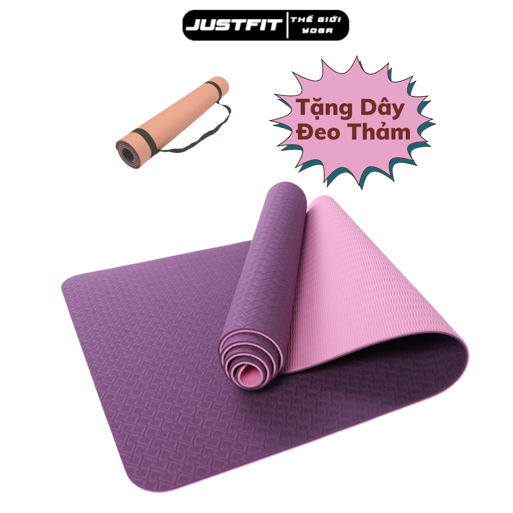 Thảm tập yoga cao su chống trượt JUSTFIT cao cấp định tuyến tập gym, thể dục, tại nhà