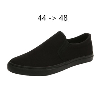 Giày Size Lớn Xỏ Nam Big Size Tiện Lợi Giày Slip On Full Đen Giày Vải Canvas Sneaker Ngoại Cỡ 45 46 47