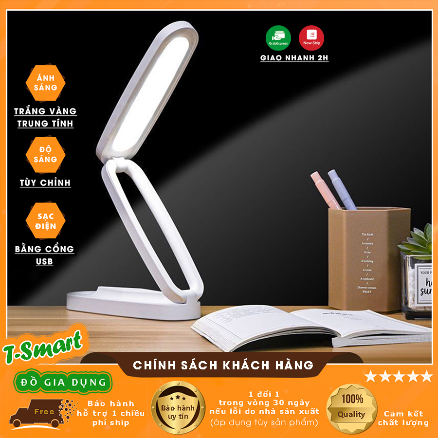 Đèn Học Led Tích Điện Chống Cận, Để Bàn Gấp Gọn 3 Chế Độ Ánh Sáng - Đọc Sách,Trang Trí Decor Tiện Lợi