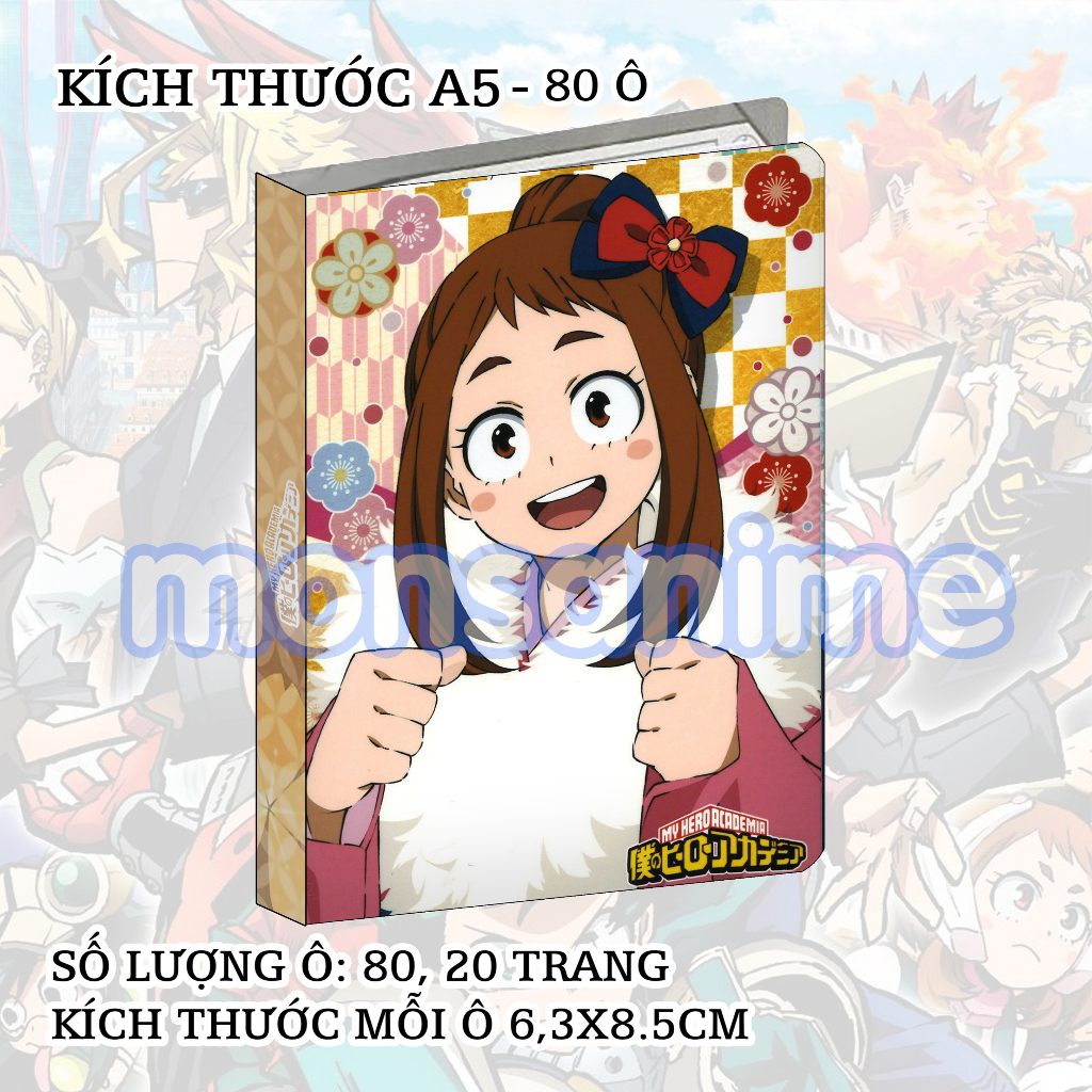 Album A5 đựng card BOKU NO HERO ACADEMIA HỌC VIỆN ANH HÙNG 80 ô sổ binder anime sưu tập thẻ