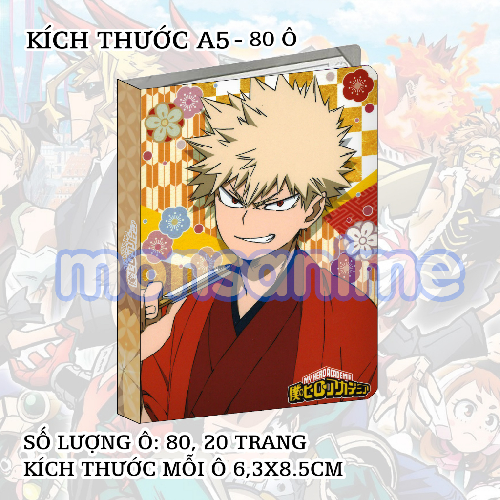 Album A5 đựng card BOKU NO HERO ACADEMIA HỌC VIỆN ANH HÙNG 80 ô sổ binder anime sưu tập thẻ