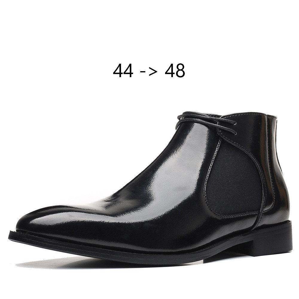 Giày Tây Size Lớn Nam Big Size Đen Nâu Giày Tây Cổ Cao Da Bóng Cột Dây Giày Chese Boot Nam Ngoại Cỡ 44 45 46 47 48 49 50